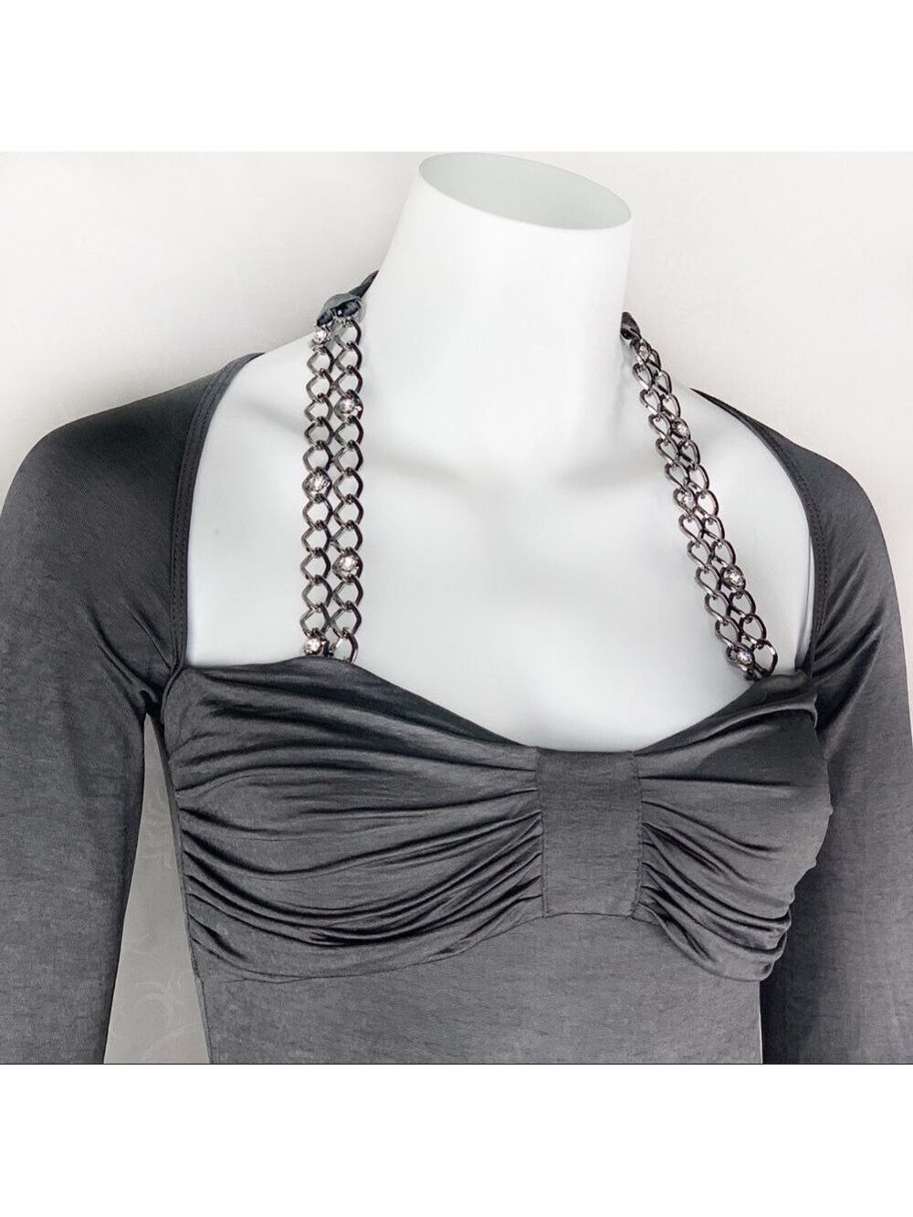 NEW-MARISA K MKC ChunkyChain/Rhinestones Neck Top